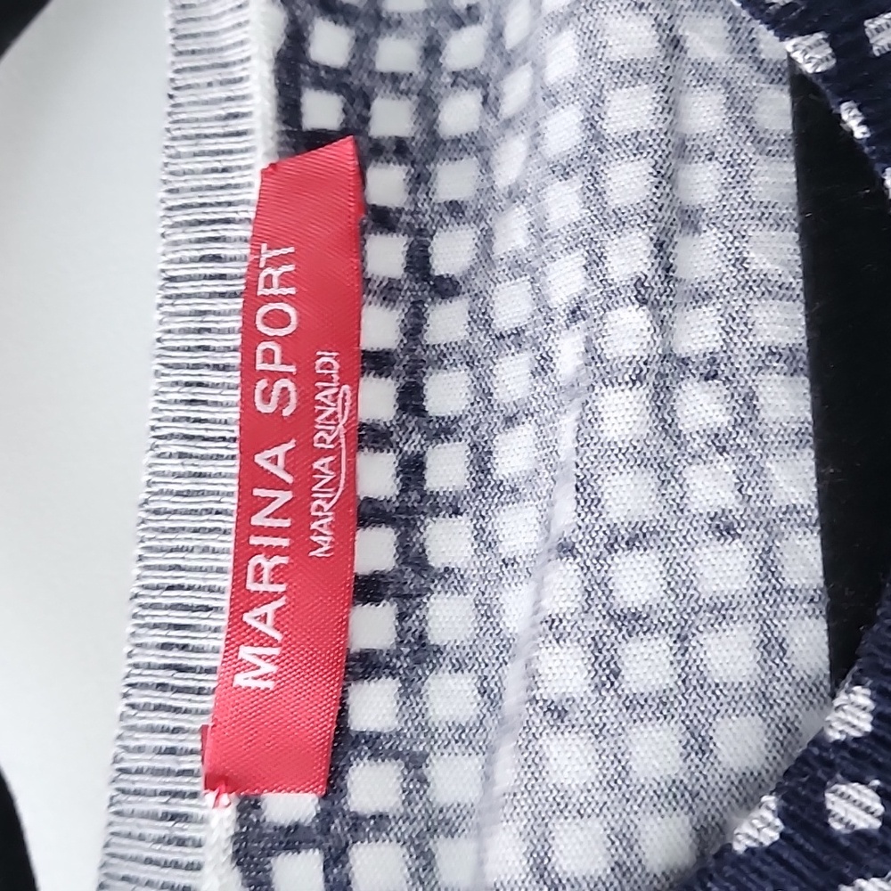 Marina Sport by Marina Rinaldi Fine Knit Cotton Modal Checkered Cardigan - Picture 4 of 7
